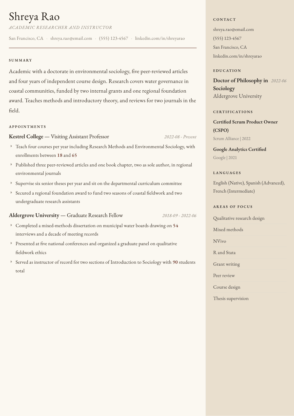 Academic resume example, Manuscript template