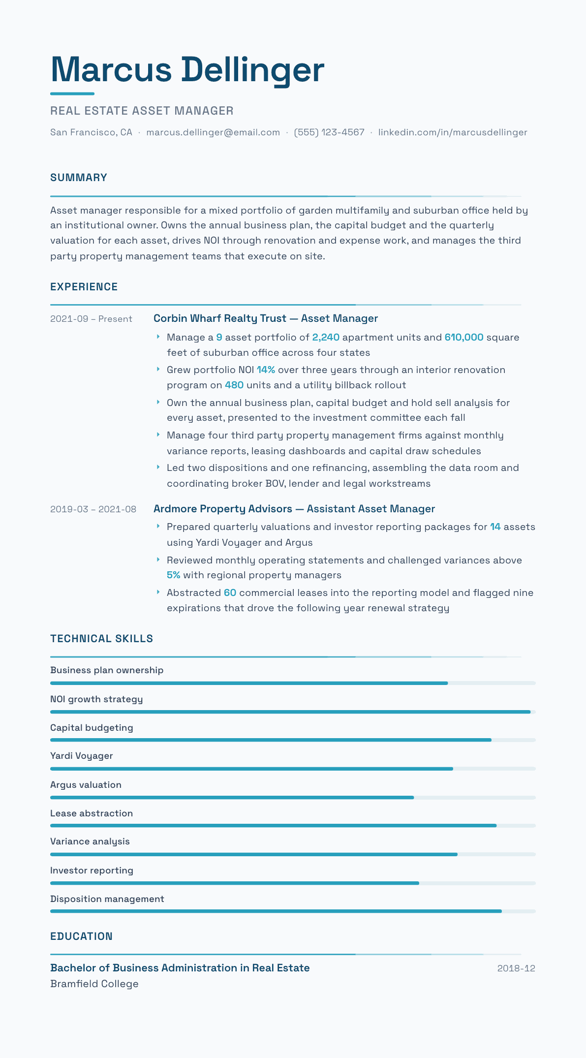 Asset Manager Real Estate resume example, Velocity template
