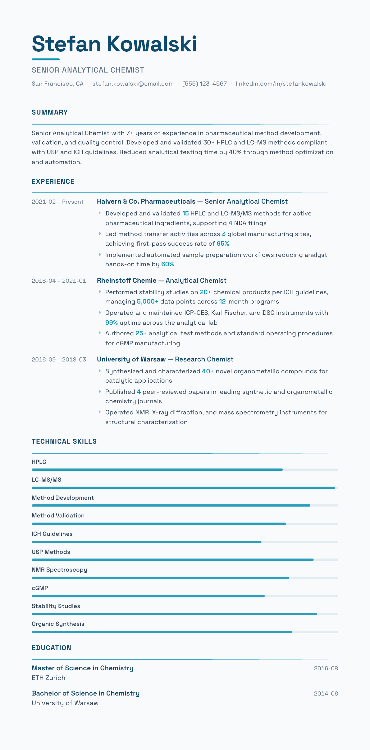 Chemist resume example, Velocity template