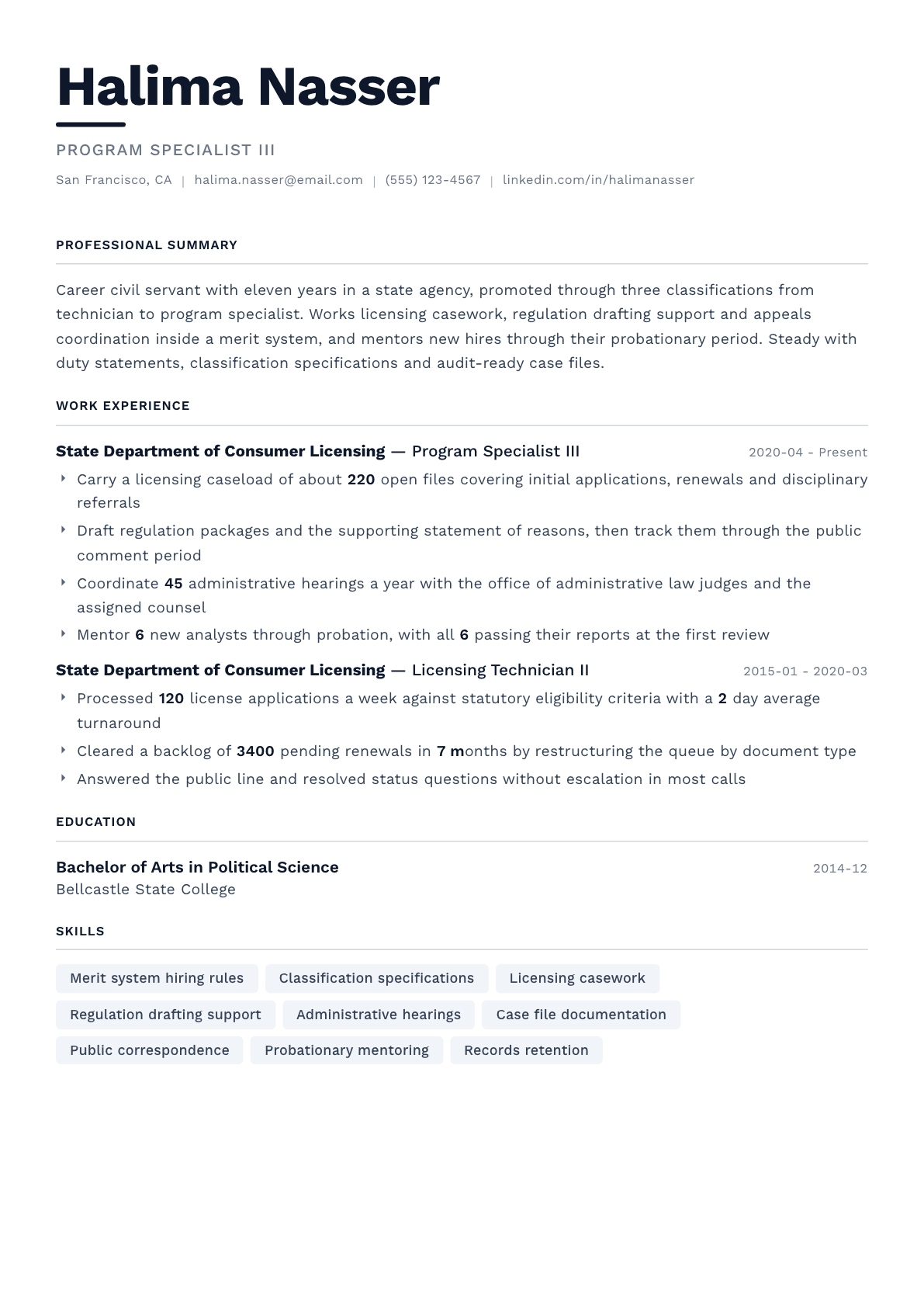 Civil Servant resume example, Berlin template