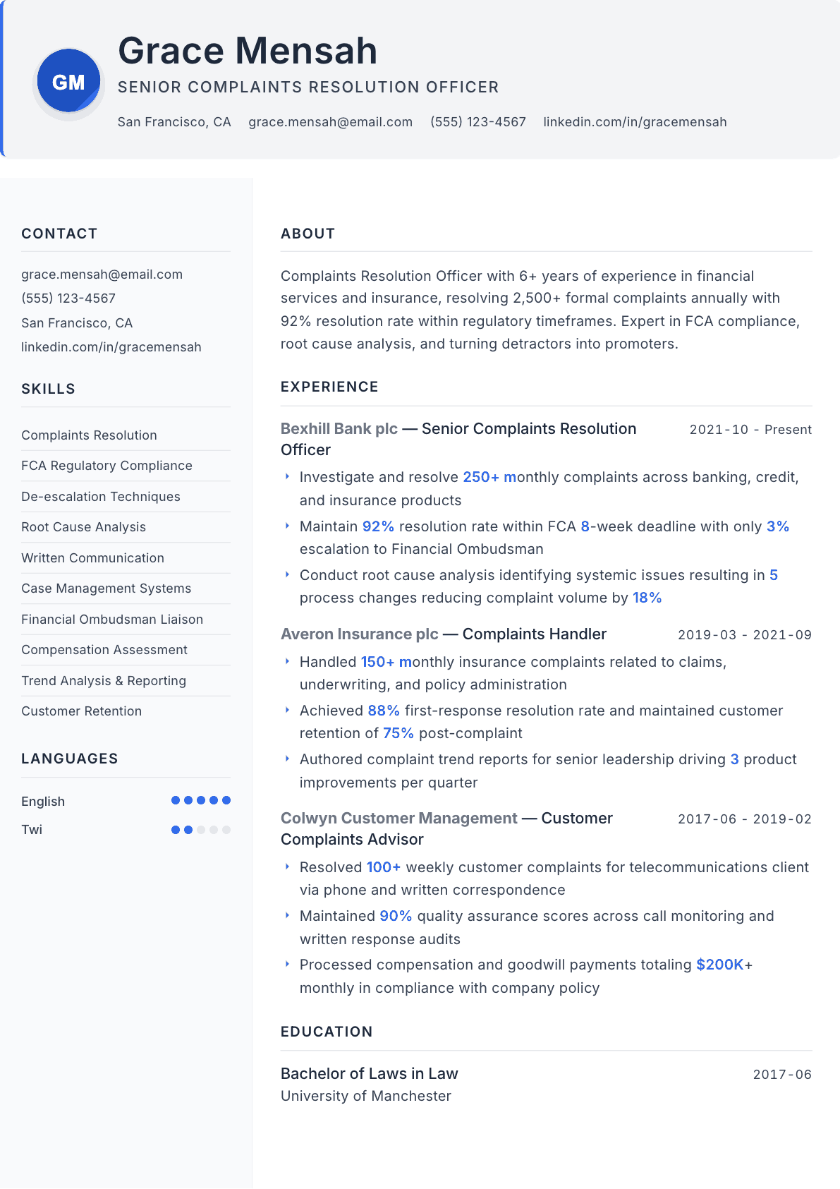 Complaints Resolution Officer resume example, Paper template