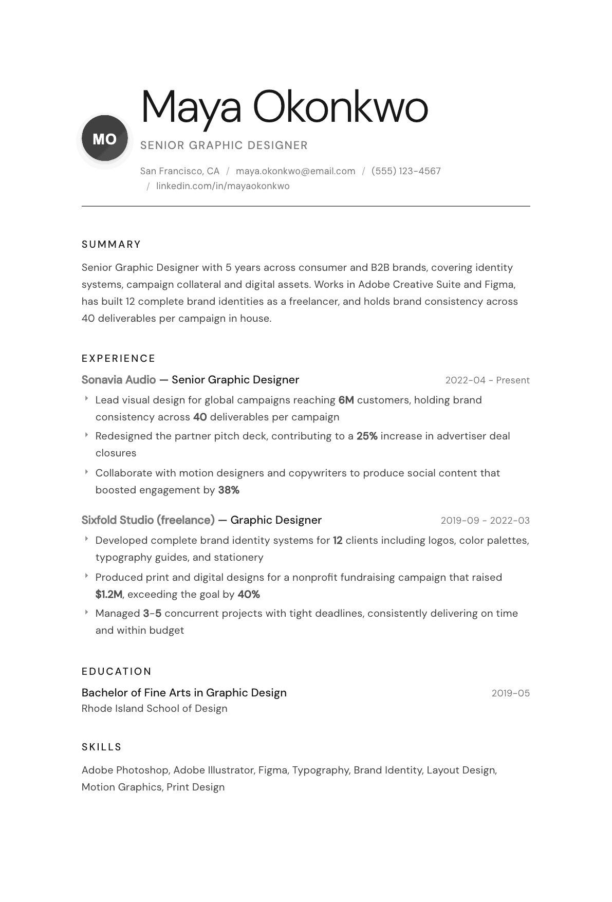 Graphic Designer resume example, Whisper template
