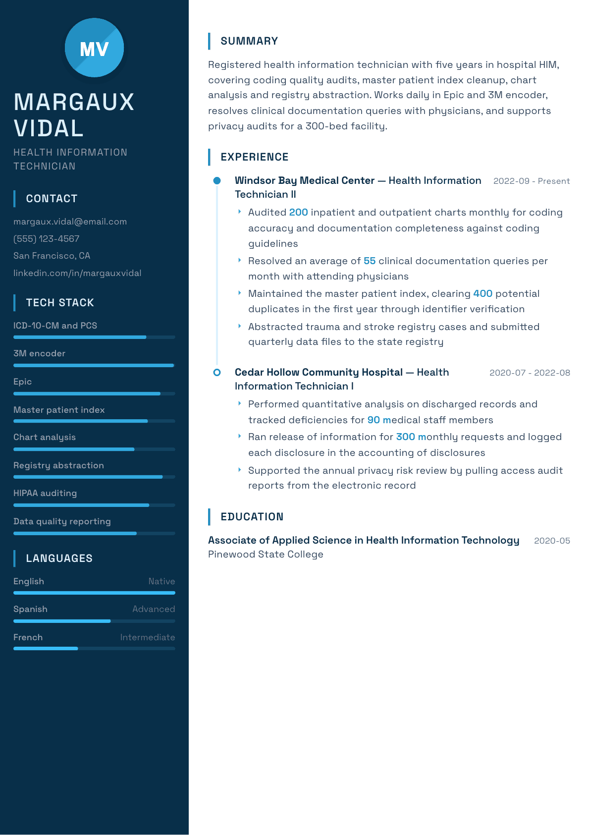 Health Information Technician resume example, Circuit template