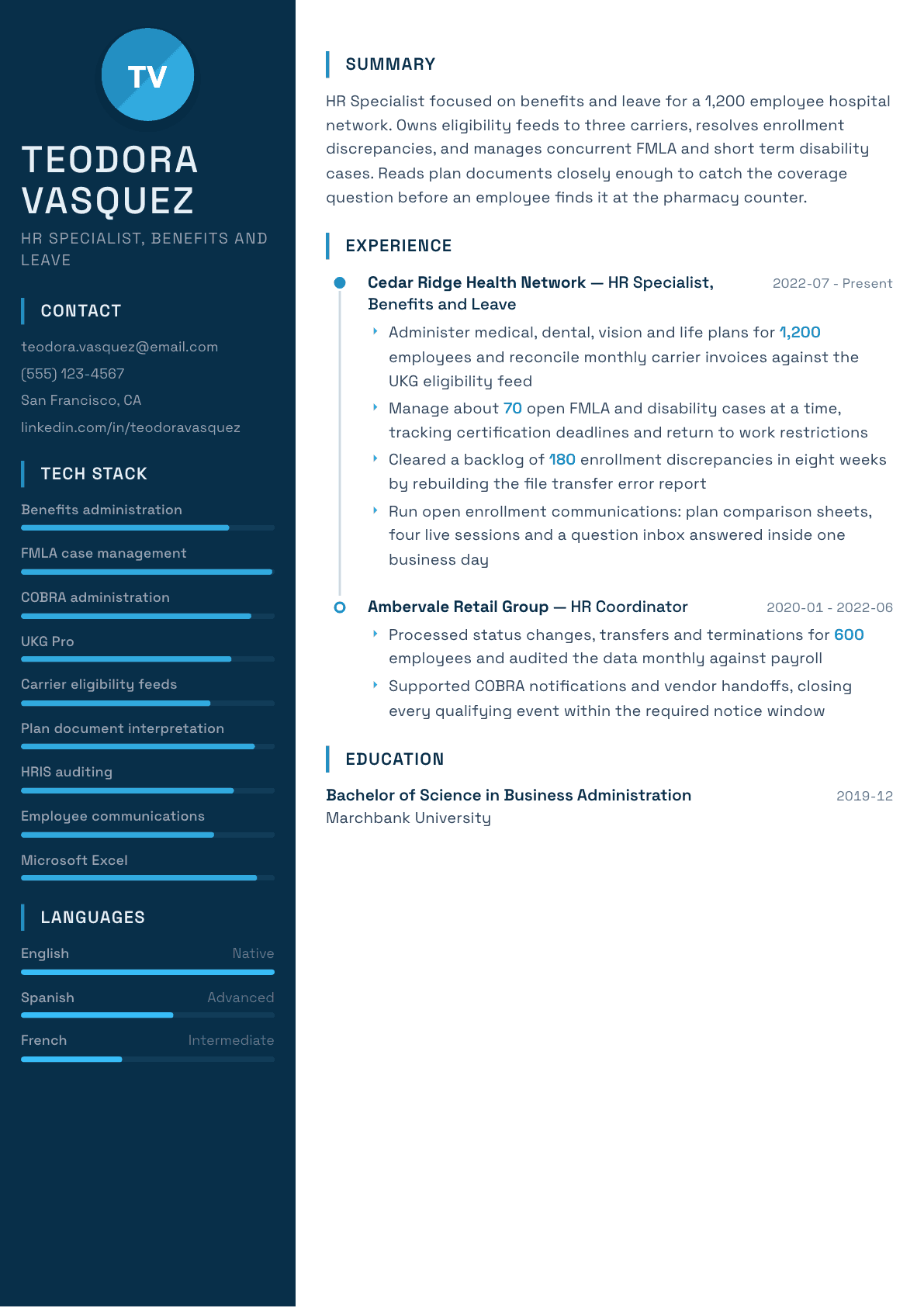 HR Specialist resume example, Circuit template