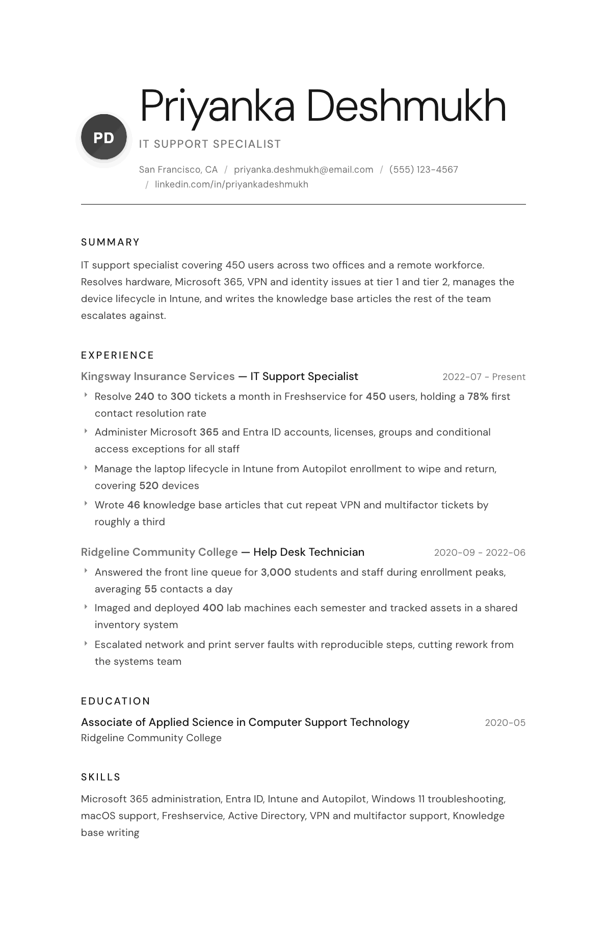 IT Support Specialist resume example, Whisper template
