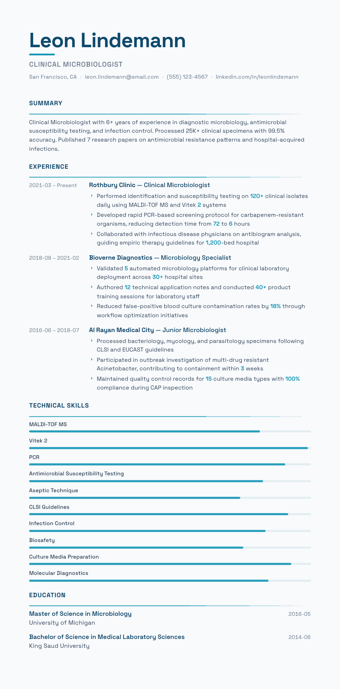 Microbiologist resume example, Velocity template