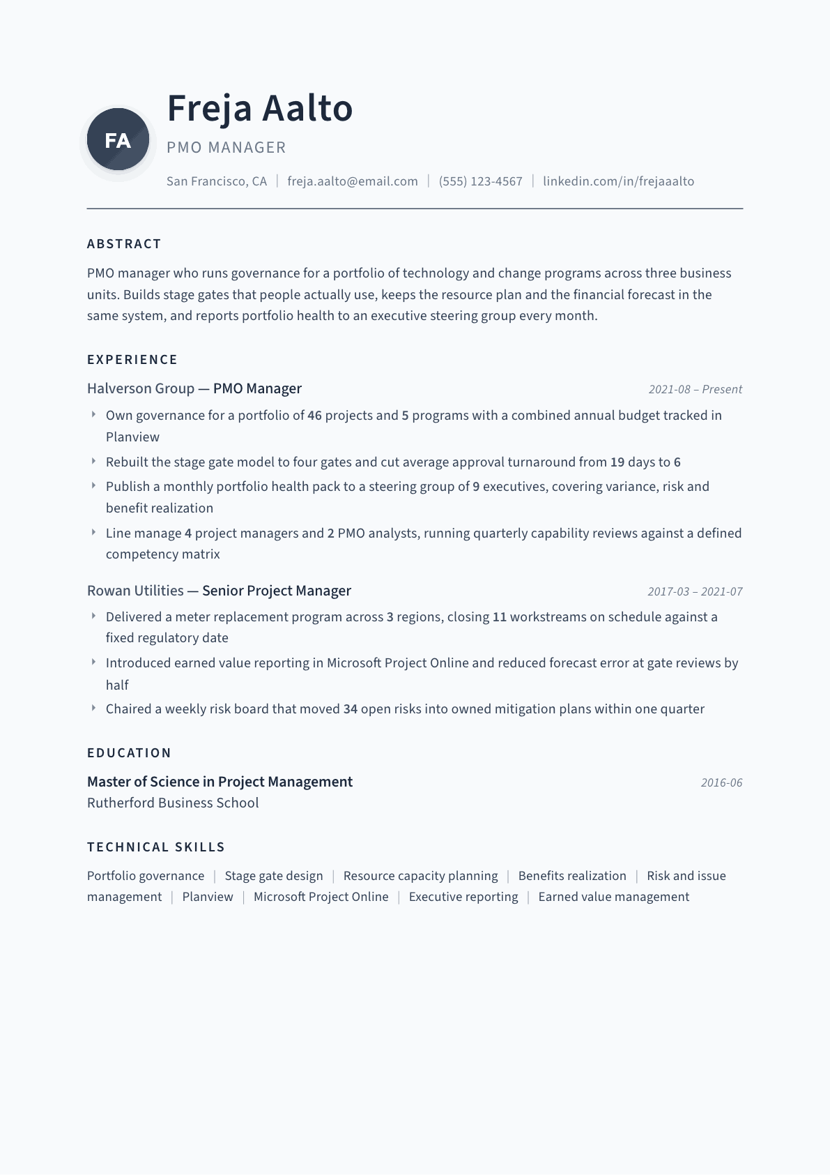 PMO Manager resume example, Thesis template