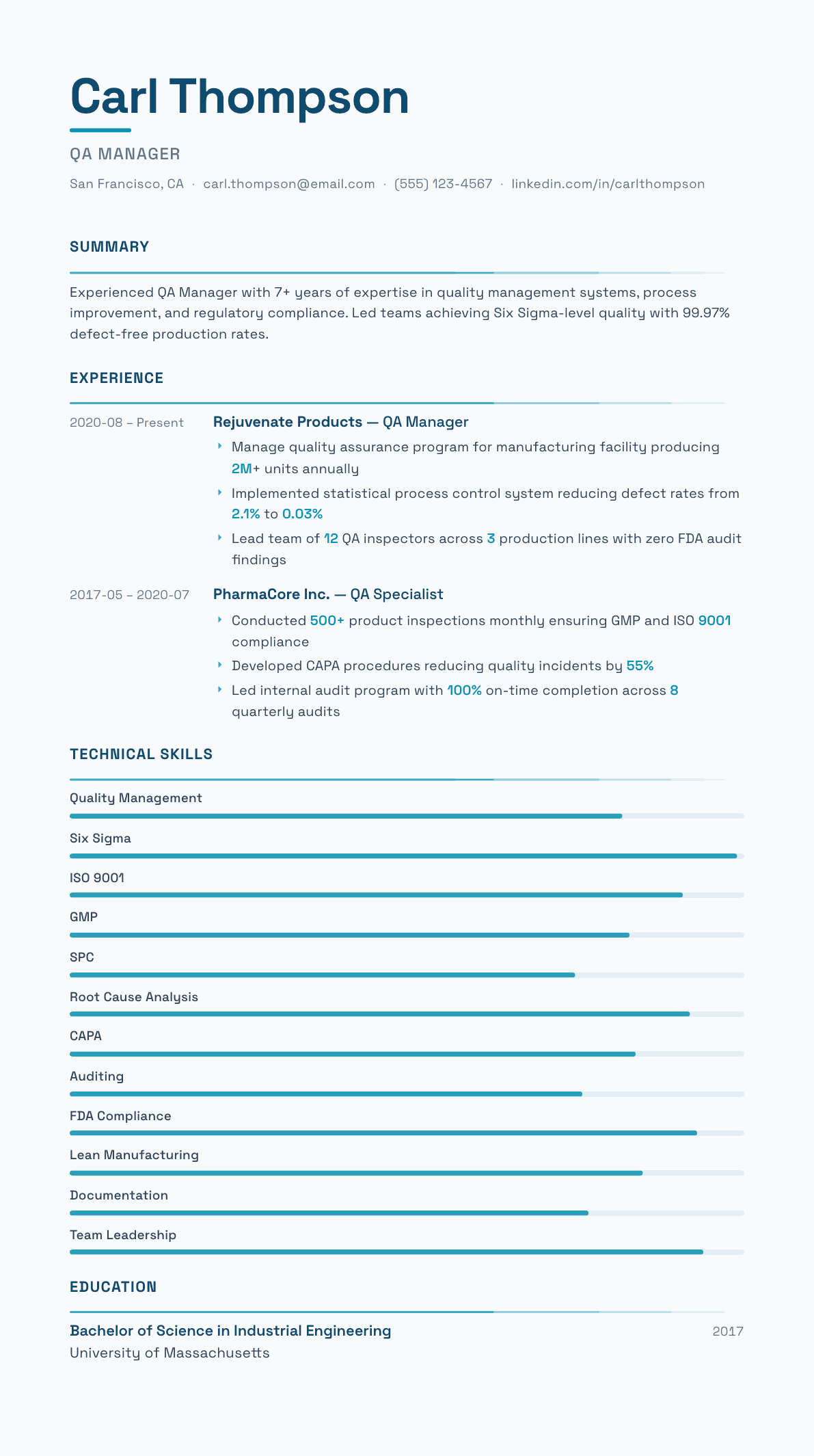 Quality Assurance resume example, Velocity template