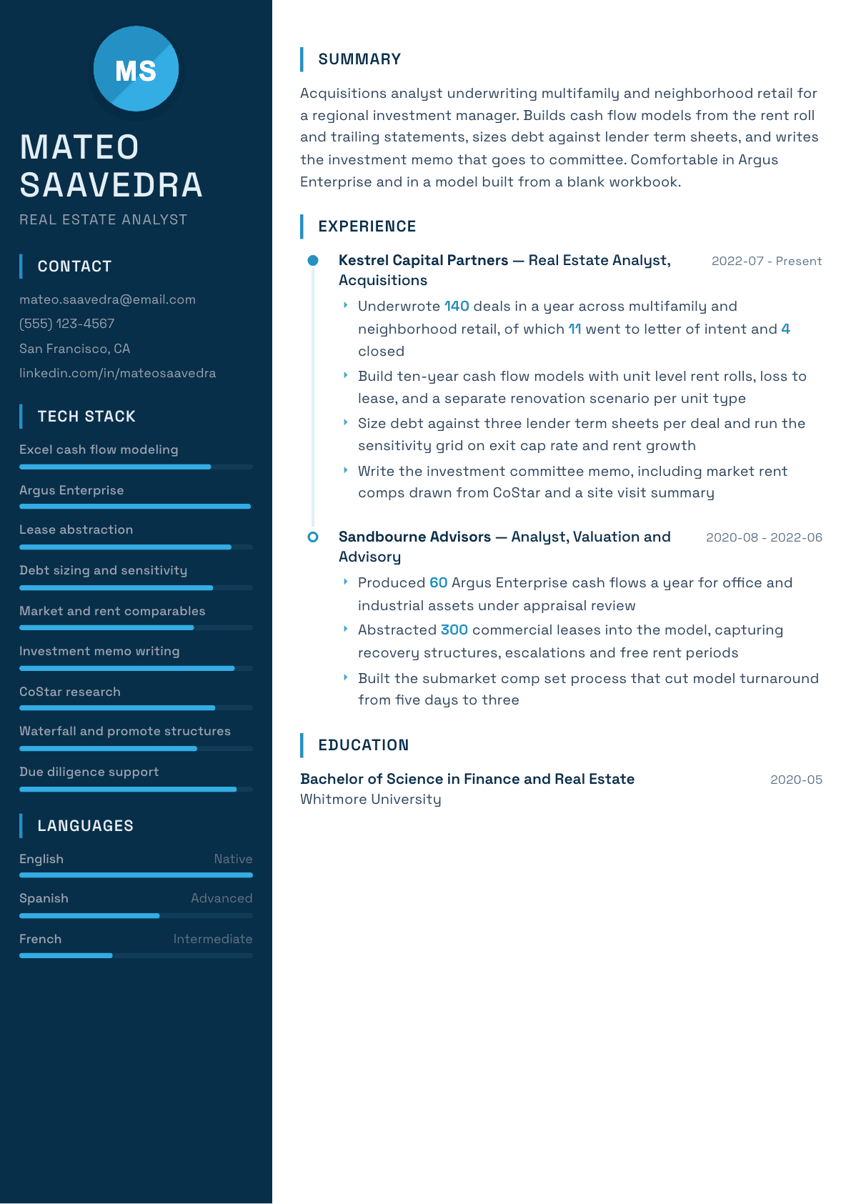 Real Estate Analyst resume example, Circuit template