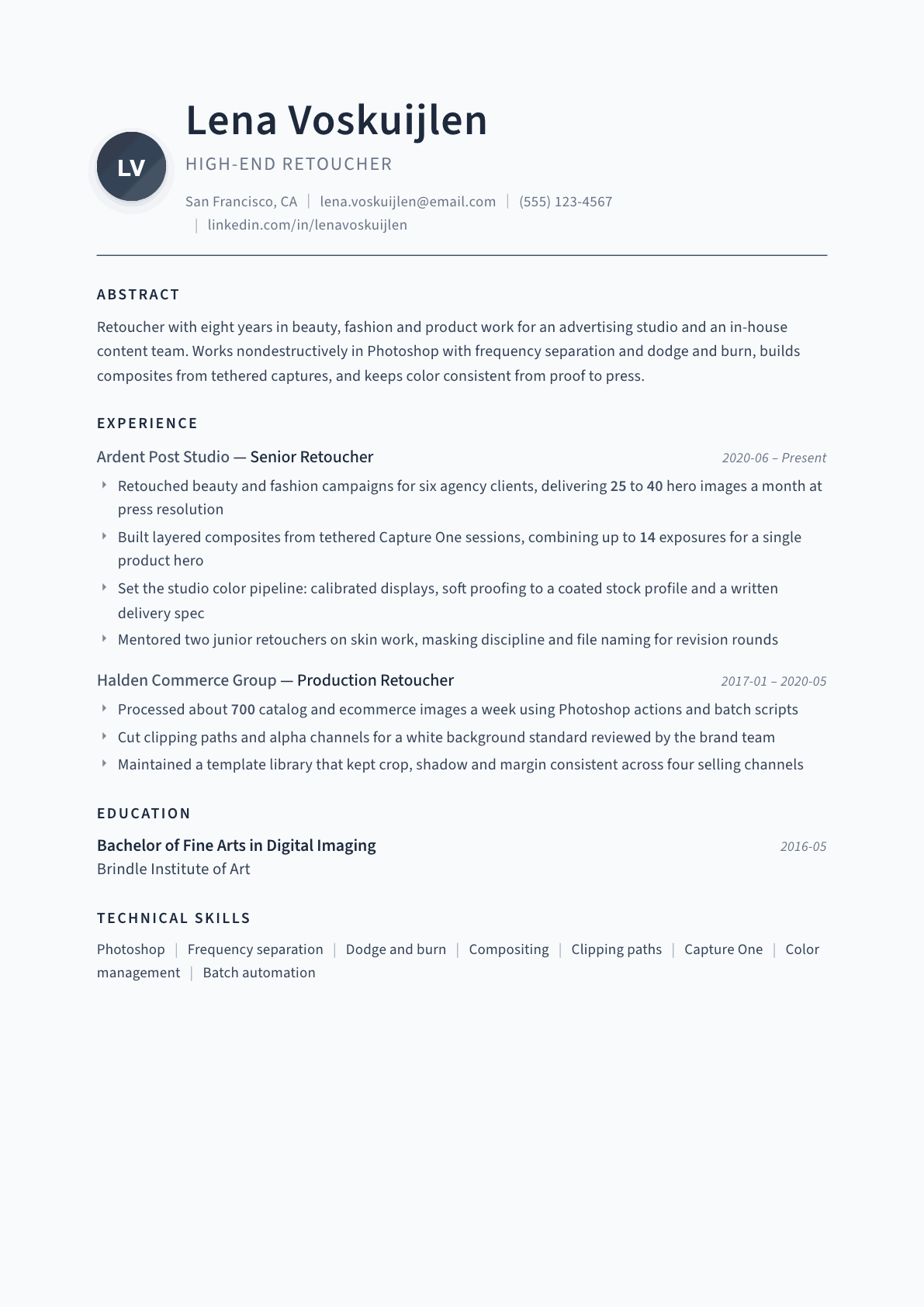 Retoucher resume example, Thesis template