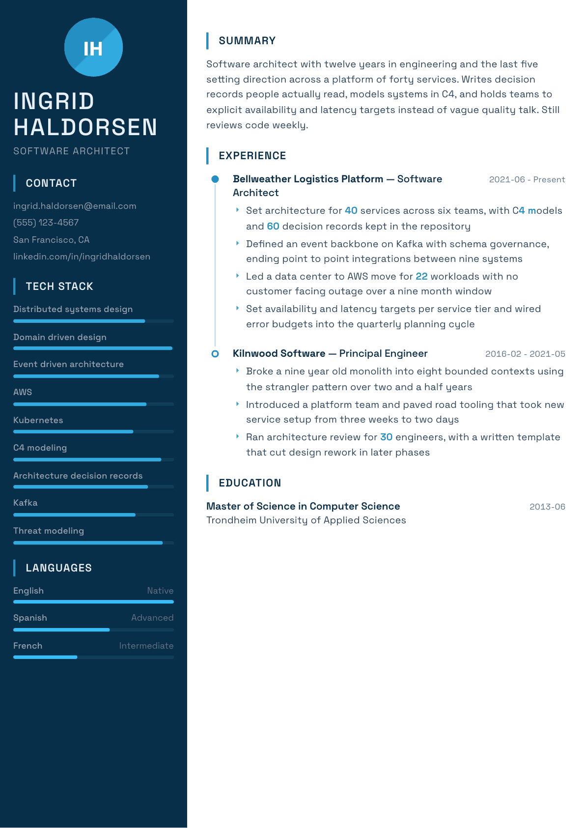 Software Architect resume example, Circuit template