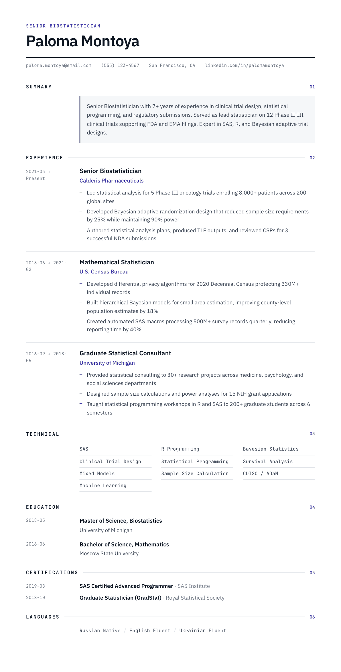 Statistician resume example, Substrate template