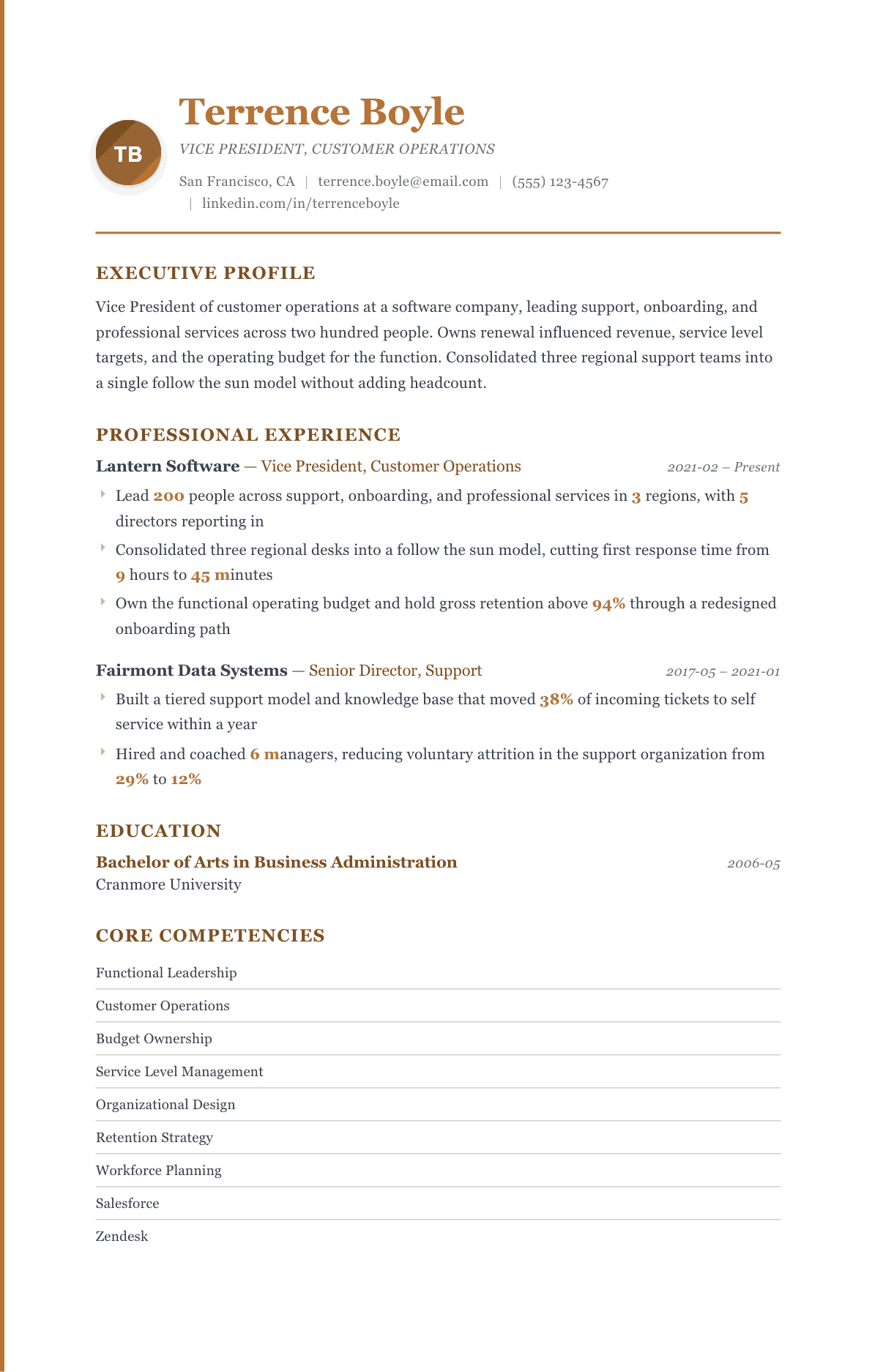 Vice President resume example, Regency template