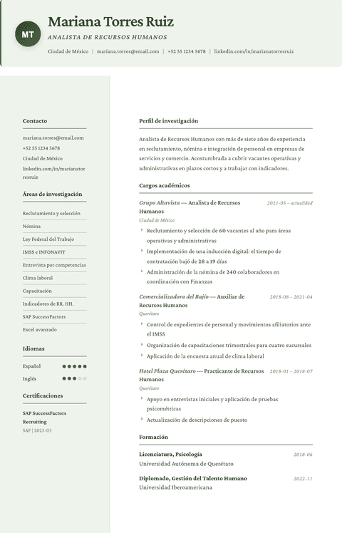 Plantilla de currículum Research