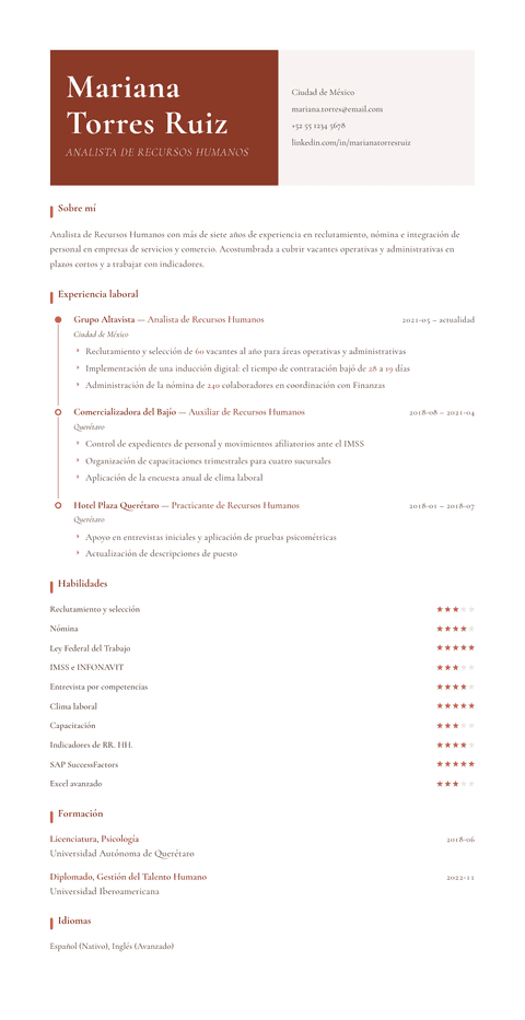 Plantilla de currículum Artisan