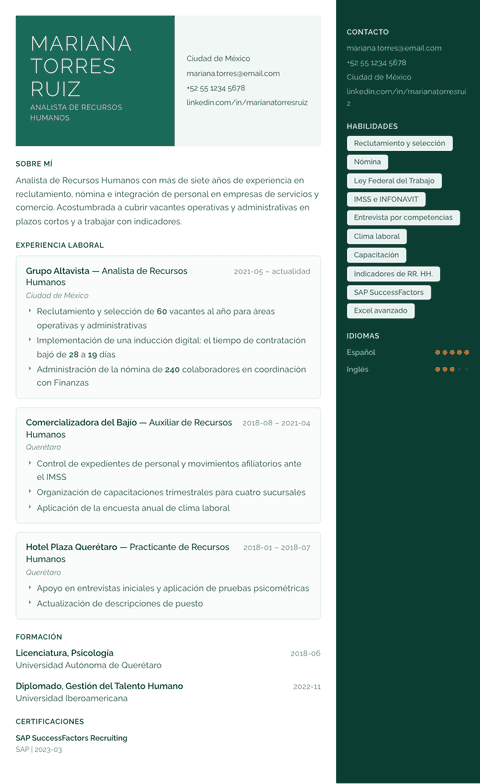 Plantilla de currículum Aurora