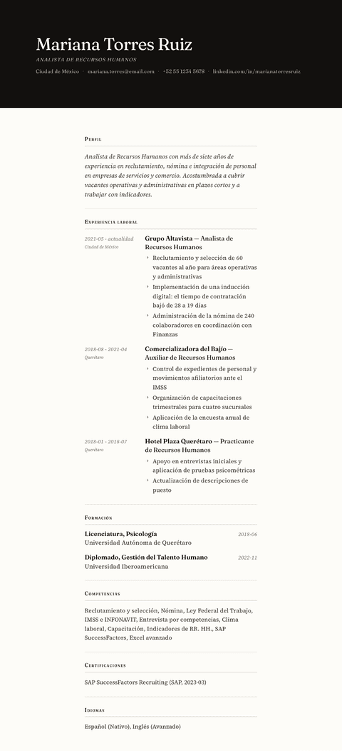 Plantilla de currículum Broadsheet