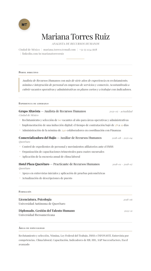 Plantilla de currículum Chancellor