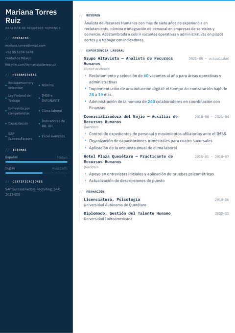 Plantilla de currículum Datum