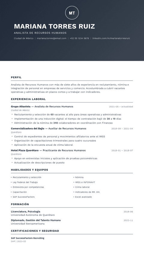 Plantilla de currículum Foundation