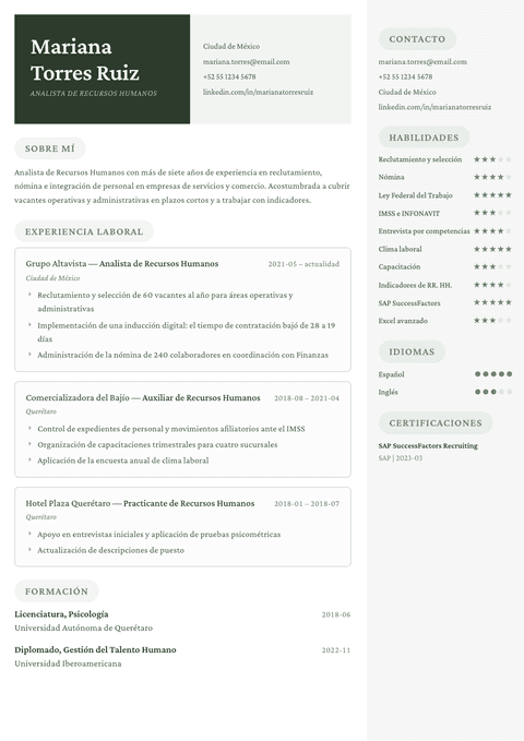 Plantilla de currículum Mayfair