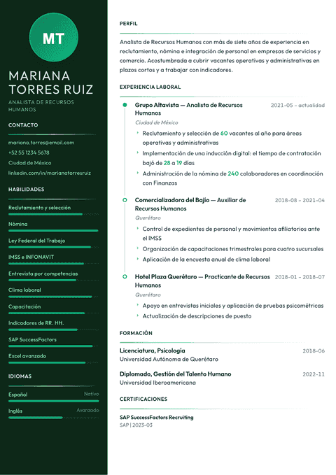 Plantilla de currículum Meridian