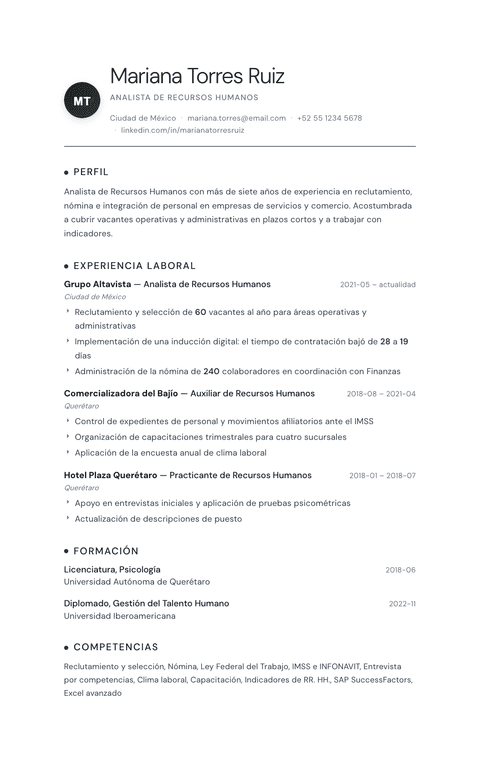 Plantilla de currículum Pinnacle