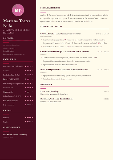 Plantilla de currículum Dubai