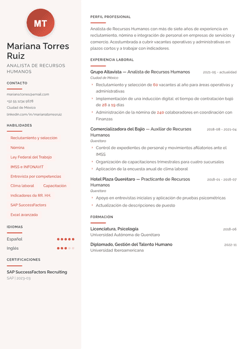 Plantilla de currículum Milano