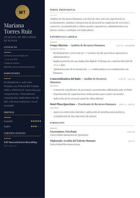 Plantilla de currículum Zurich