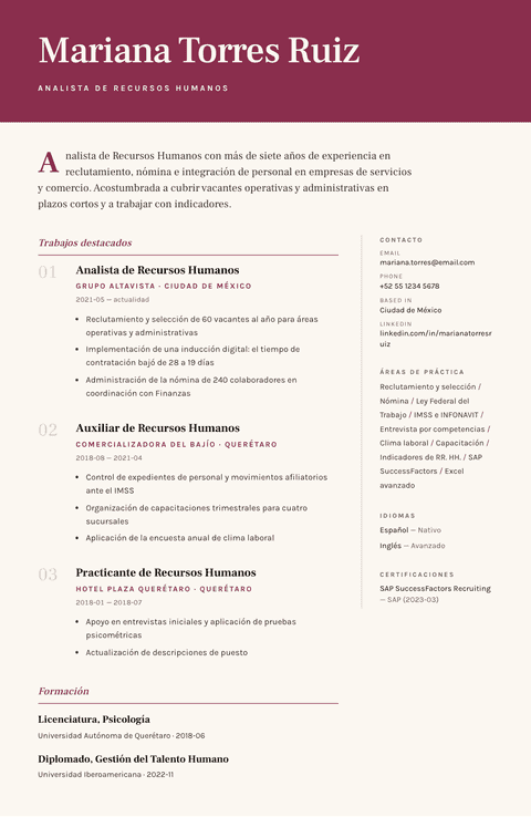 Plantilla de currículum Pressroom