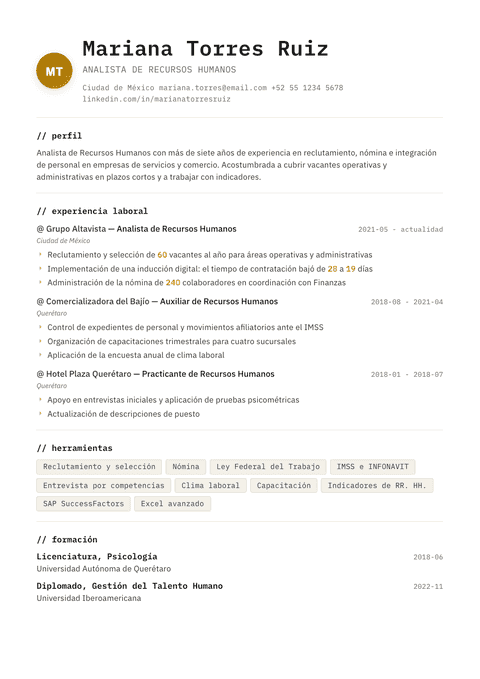 Plantilla de currículum Terminal