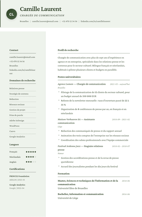 Modèle de CV Research