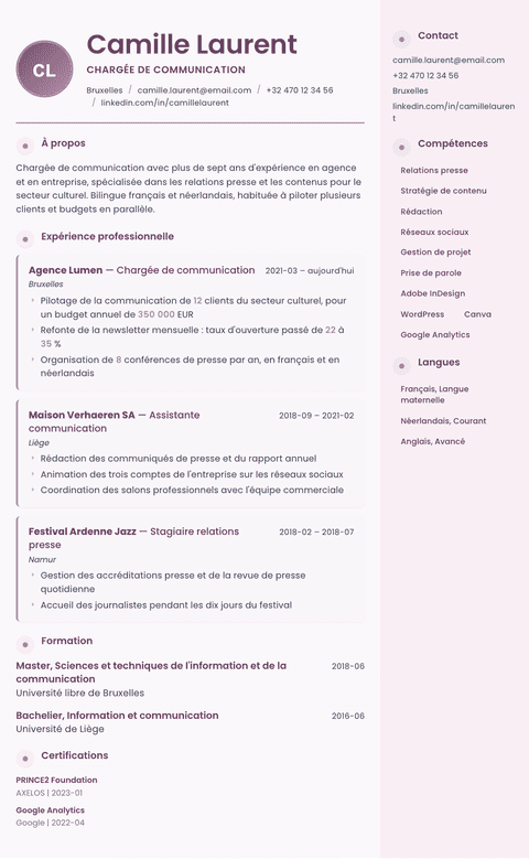 Modèle de CV Bloom