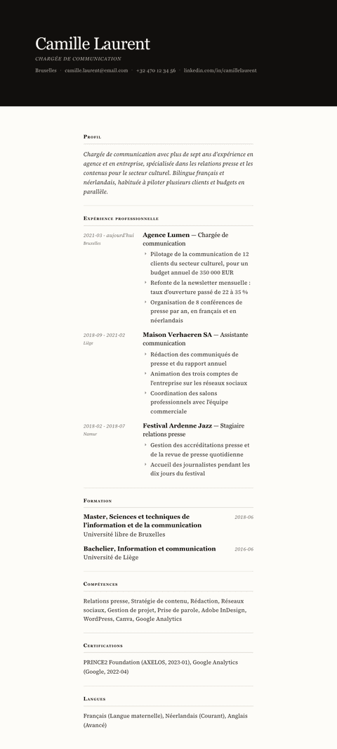Modèle de CV Broadsheet