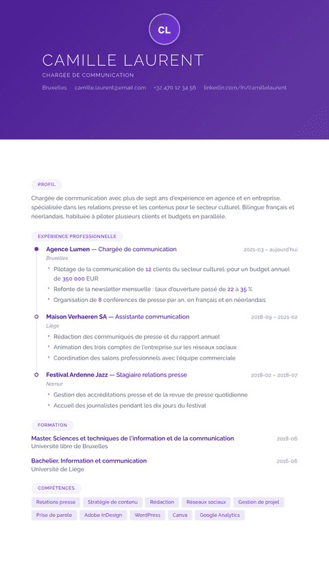 Modèle de CV Canvas