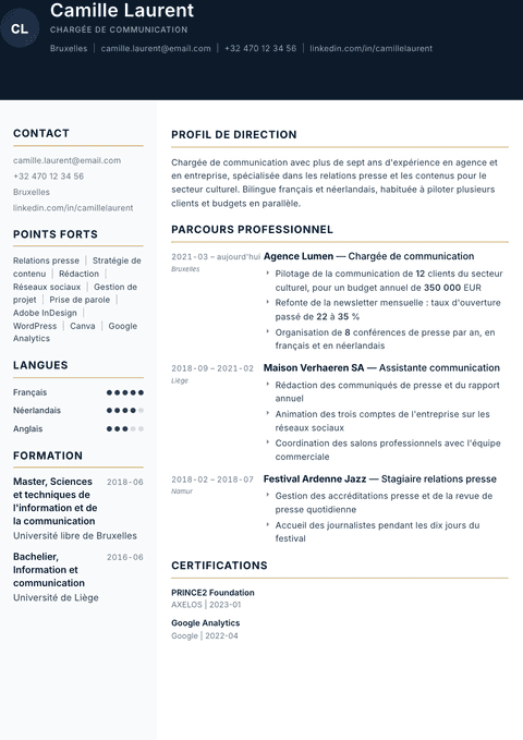 Modèle de CV Consulate