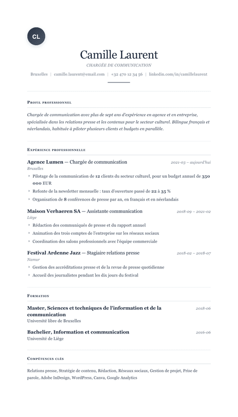 Modèle de CV Cornerstone