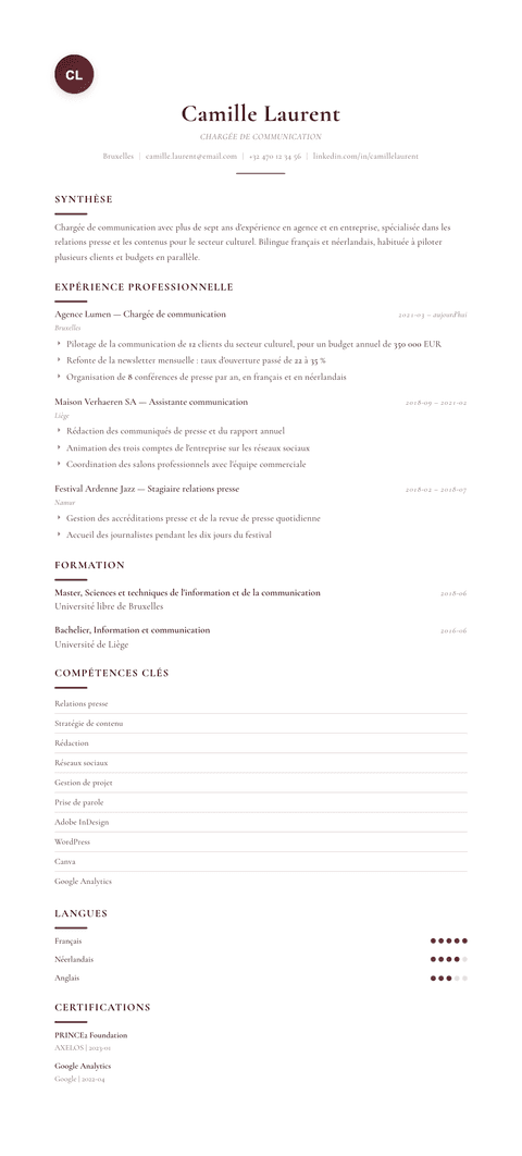 Modèle de CV Diplomat