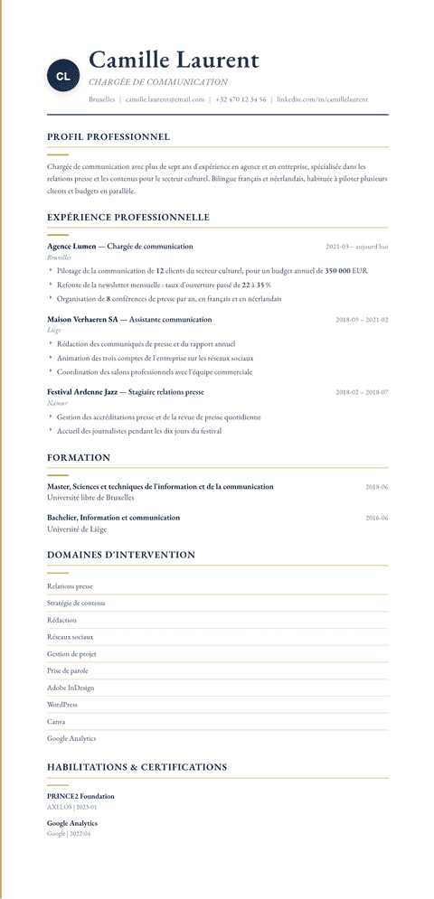 Modèle de CV Folio