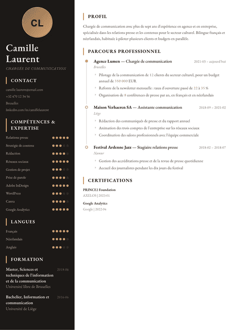 Modèle de CV Heritage