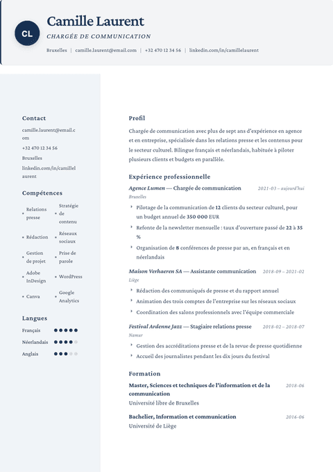 Modèle de CV Formal