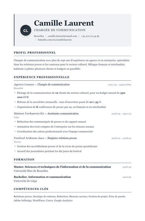 Modèle de CV Traditional