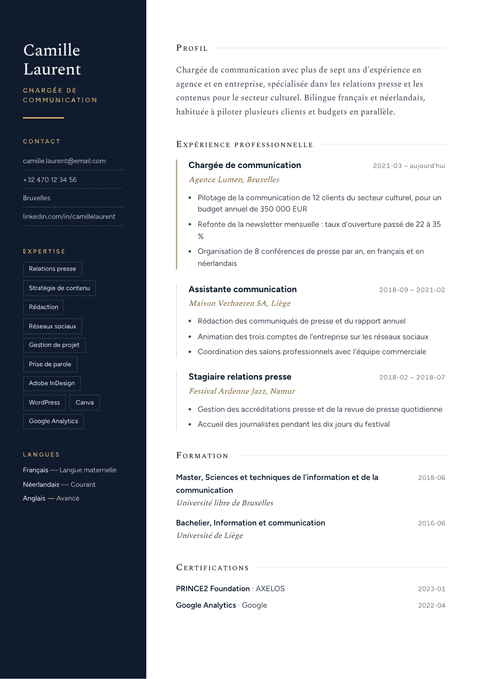 Modèle de CV Nocturne