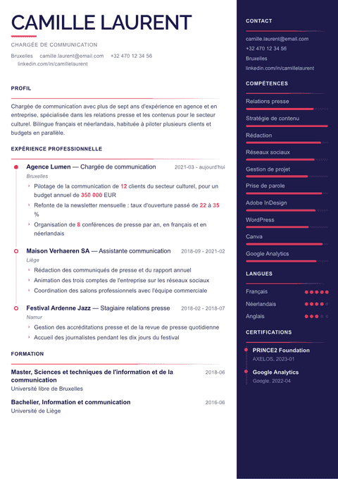 Modèle de CV Obsidian Dark