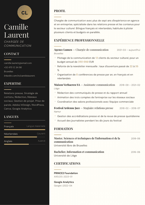 Modèle de CV Obsidian