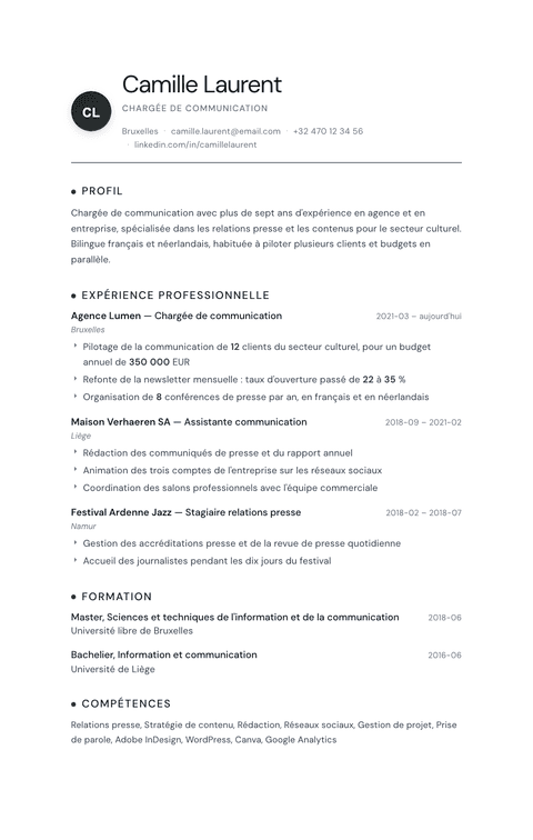 Modèle de CV Pinnacle