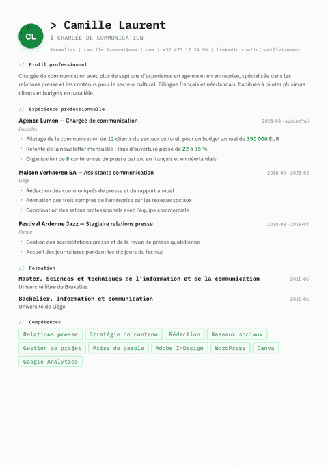 Modèle de CV Amsterdam