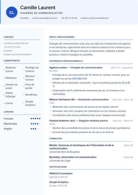 Modèle de CV Geneva