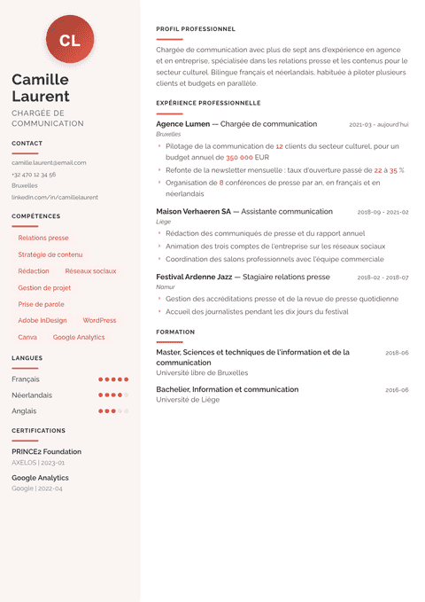 Modèle de CV Milano